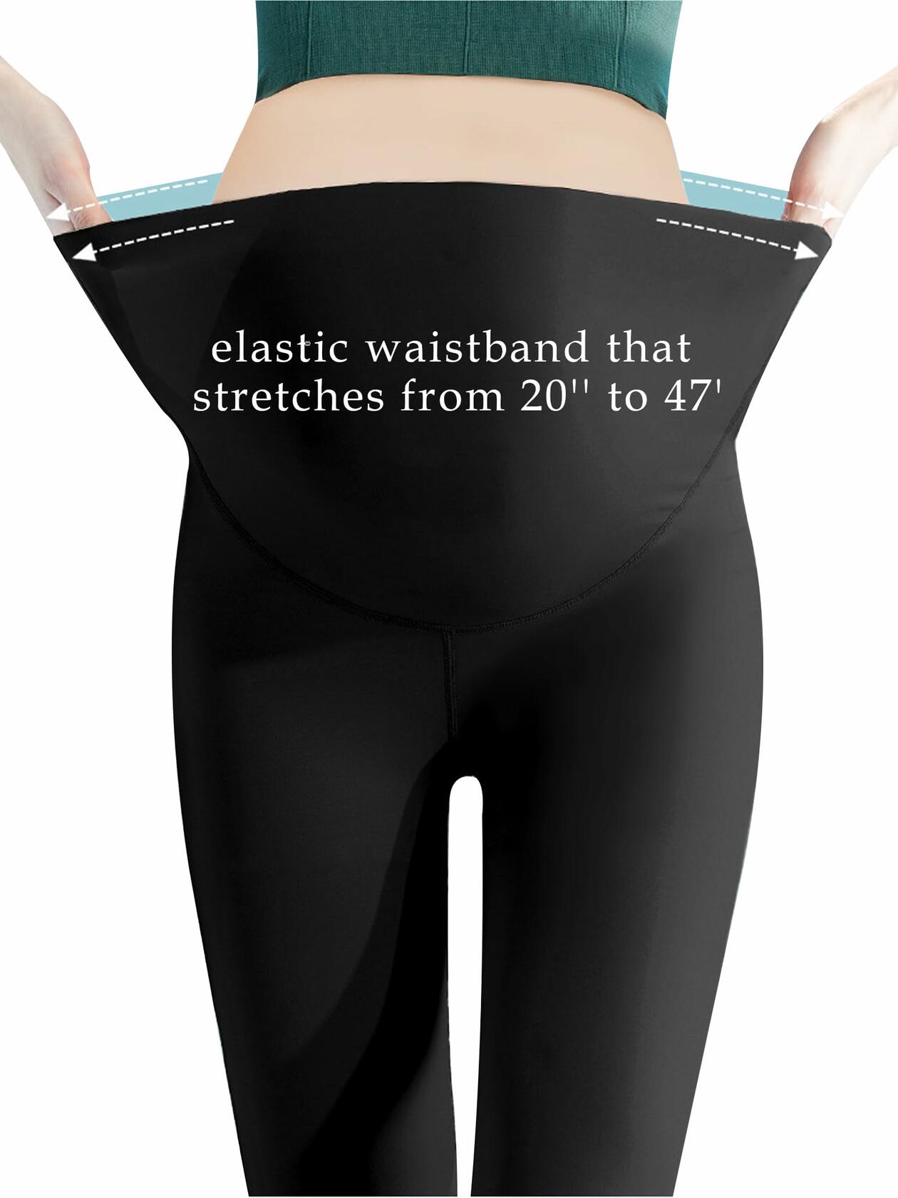 Maternity Yoga Shorts Over Belly Bump UV Block Buttery Soft Black Size S