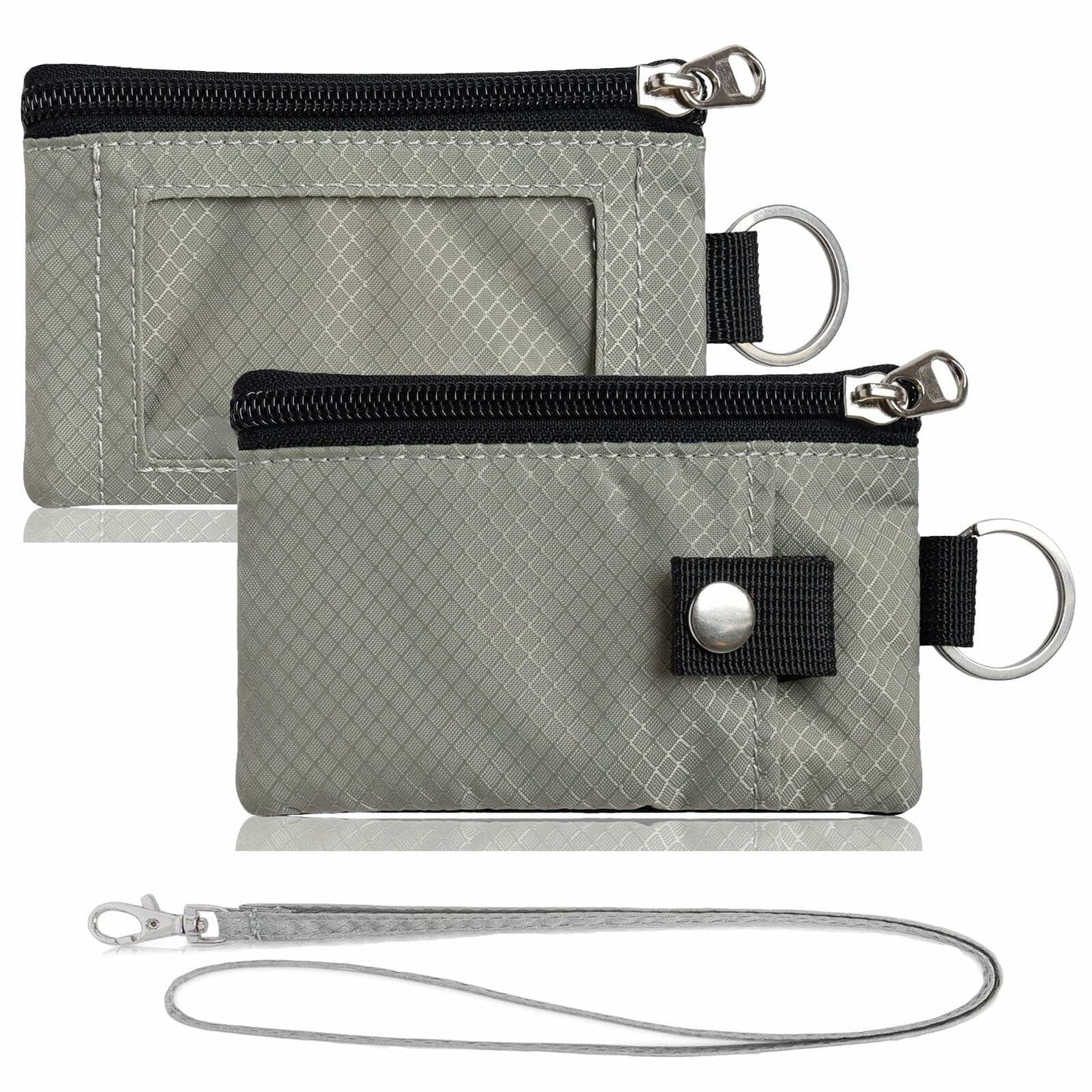 MILUMILUU RFID Blocking Minimalist Wallet Keychain Lanyard Light Grey
