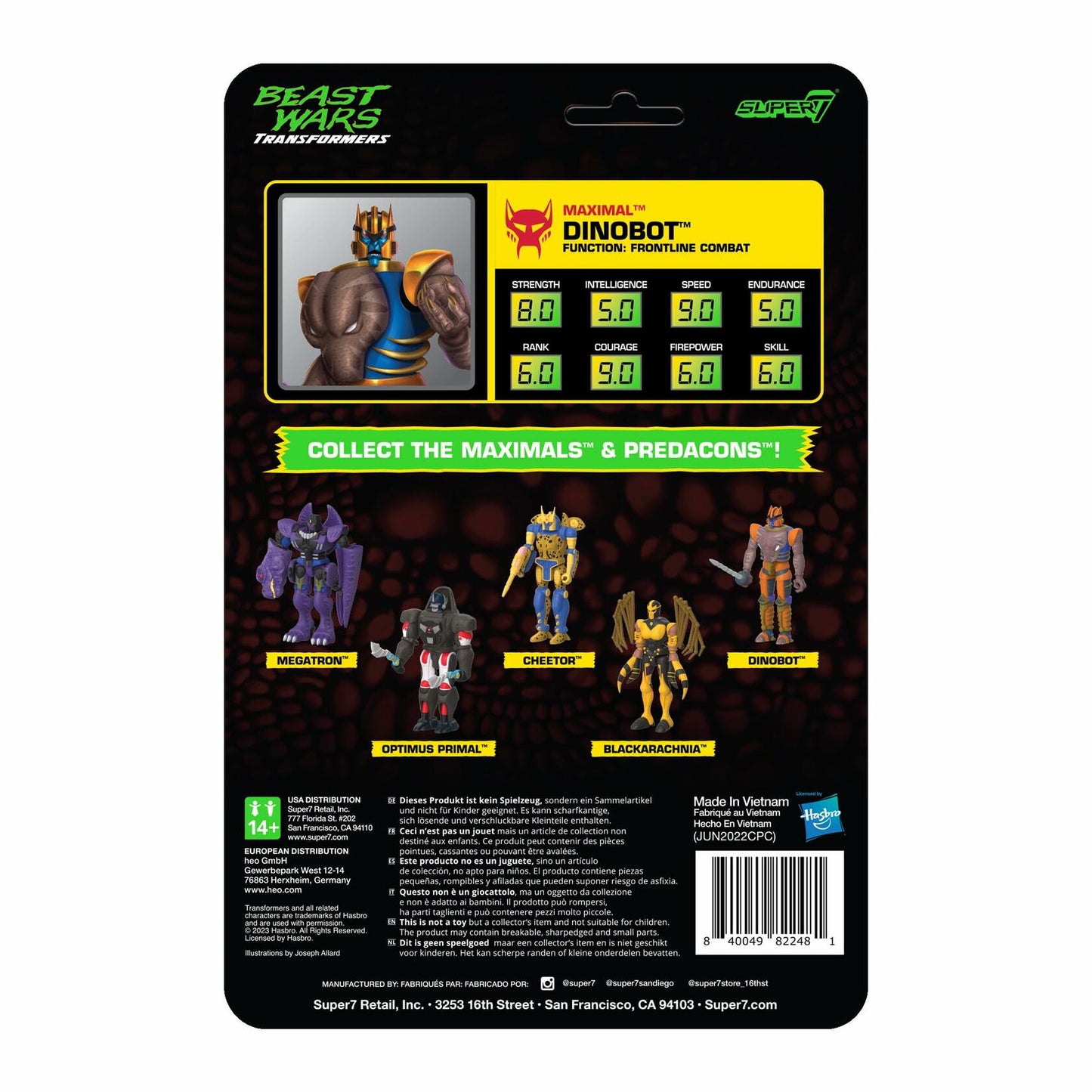 Super7 Transformers Beast Wars Dinobot 4" Action Figure with Accessories