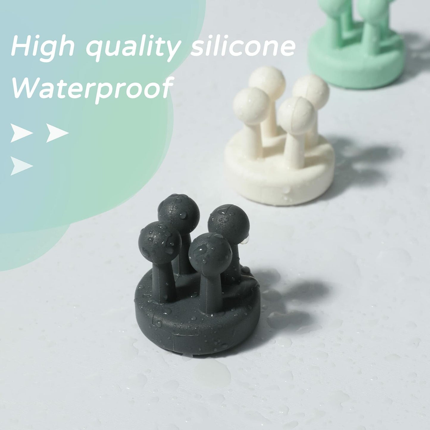 3 Pcs Silicone Toothbrush & Razor Holder Waterproof Self Adhesive Hook