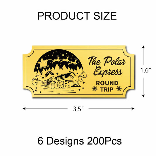 Christmas Polar Express Believe Tickets Gold Foil Stickers 200pcs Party Decor