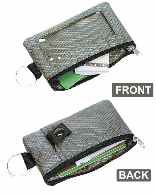 MILUMILUU RFID Blocking Minimalist Wallet Keychain Lanyard Light Grey