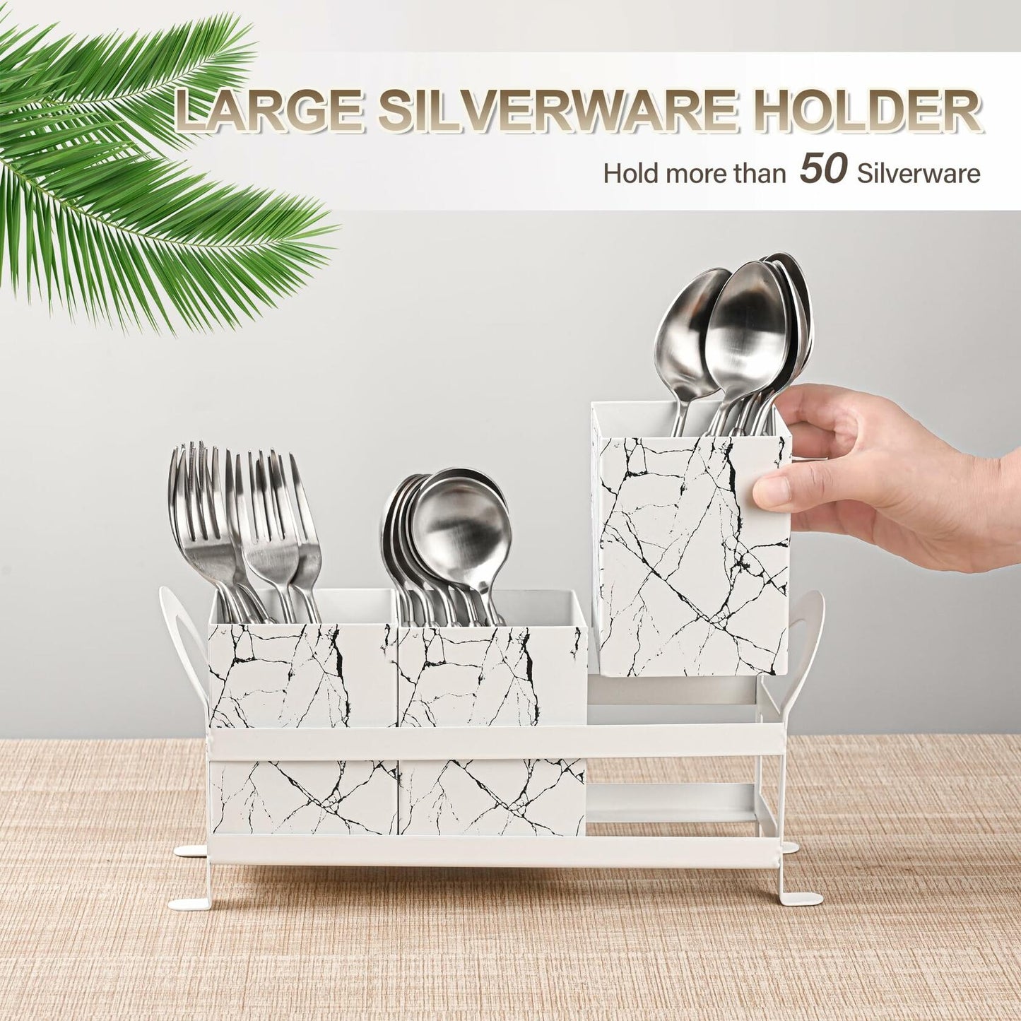 YUBAMIN Silverware Caddy Utensil Holder 3 Compartments Countertop
