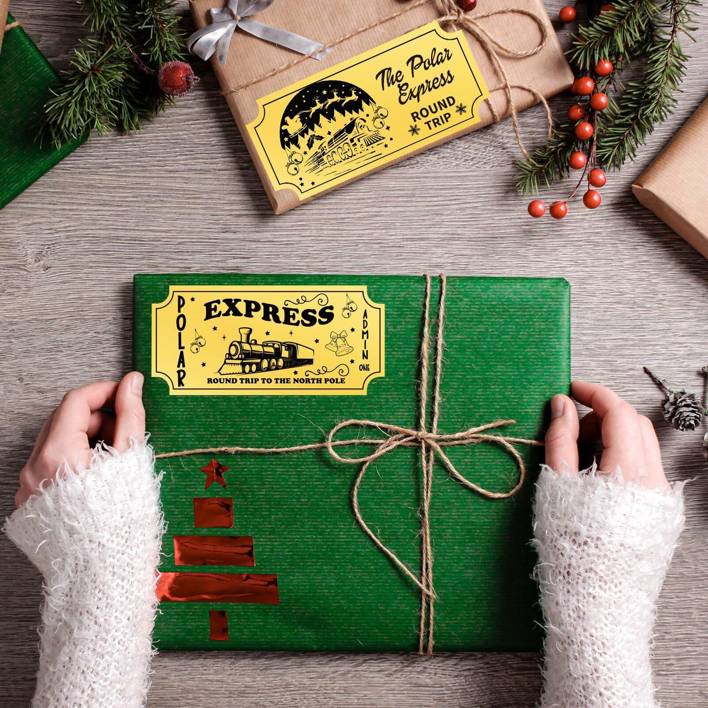 Christmas Polar Express Believe Tickets Gold Foil Stickers 200pcs Party Decor