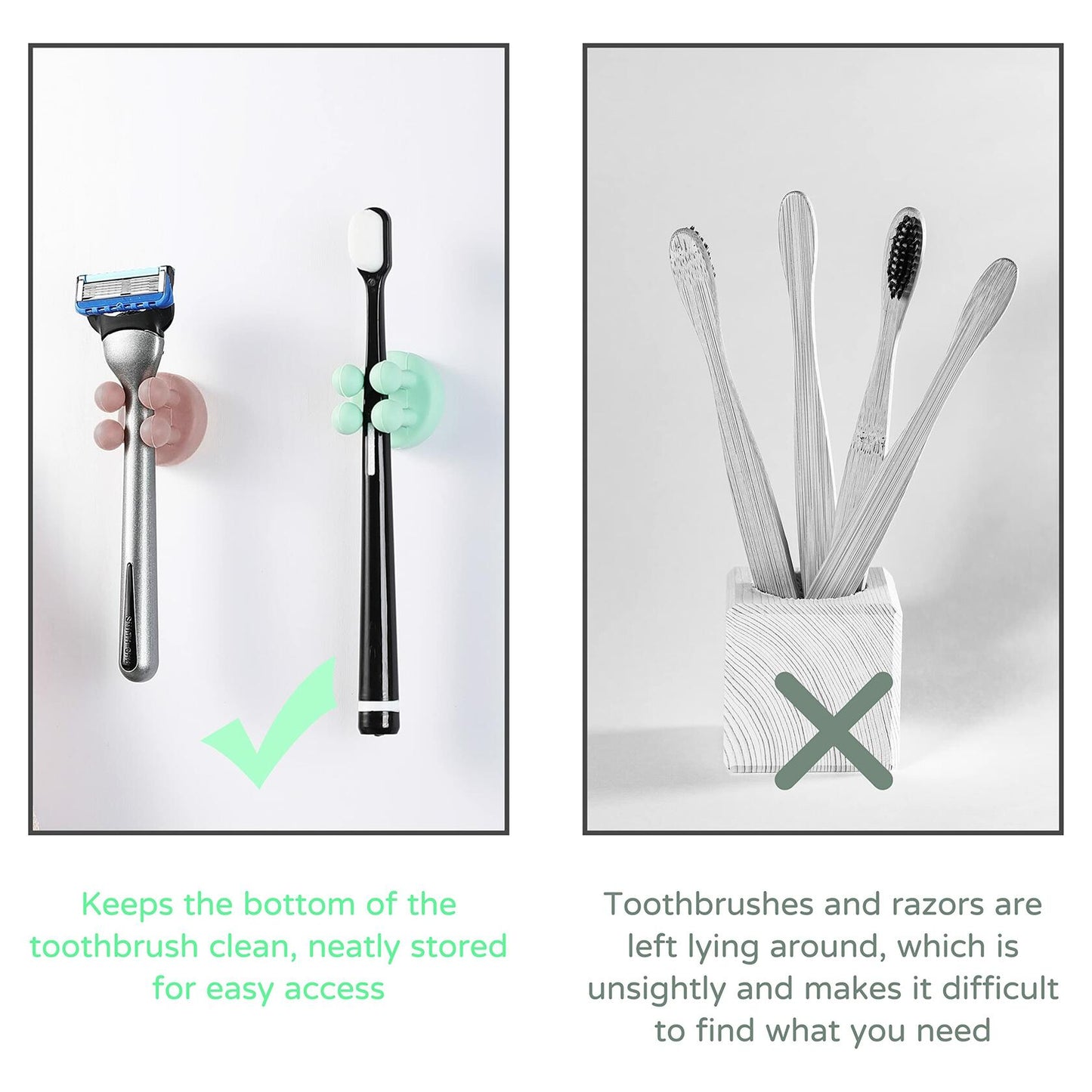 Zayin 3 Pcs Silicone Toothbrush Razor Holder Waterproof Self Adhesive 3.5cm