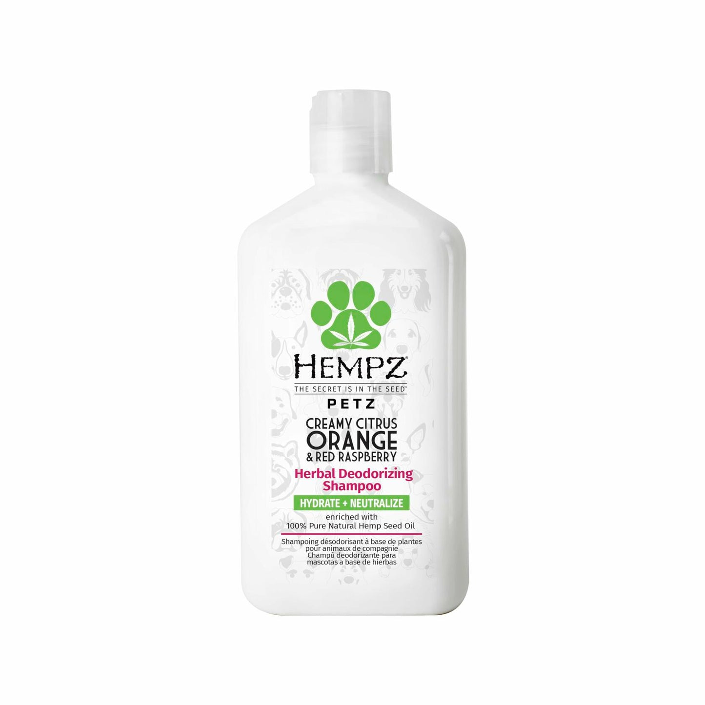 Hempz Petz Dog Shampoo Creamy Citrus Orange Red Raspberry 17 oz