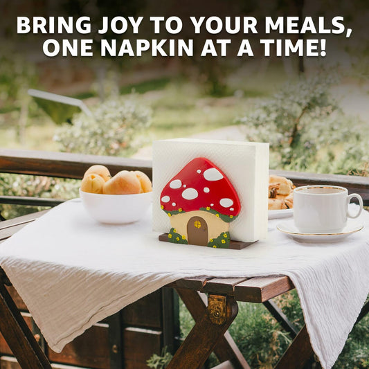 Mushroom Kitchen Napkin Holder Vintage Retro Red Cute Unique Decor