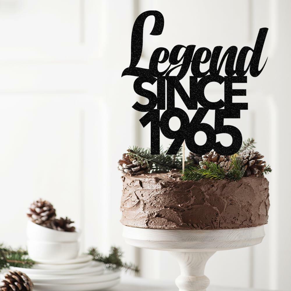Legend Since 1965 60th Birthday Cake Topper Black Funny Fabulous Decor