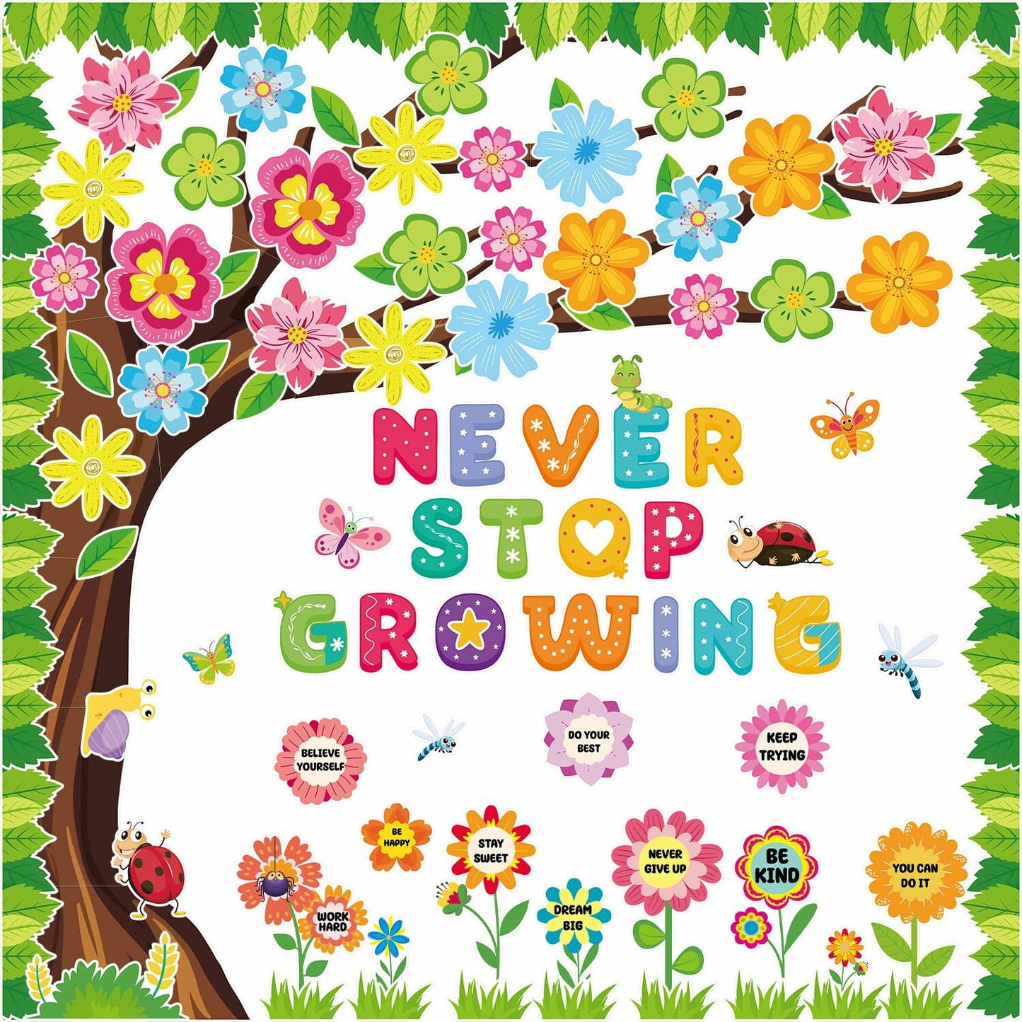 Spring Bulletin Board Decorations 115 Pcs Flower Tree Classroom Decor