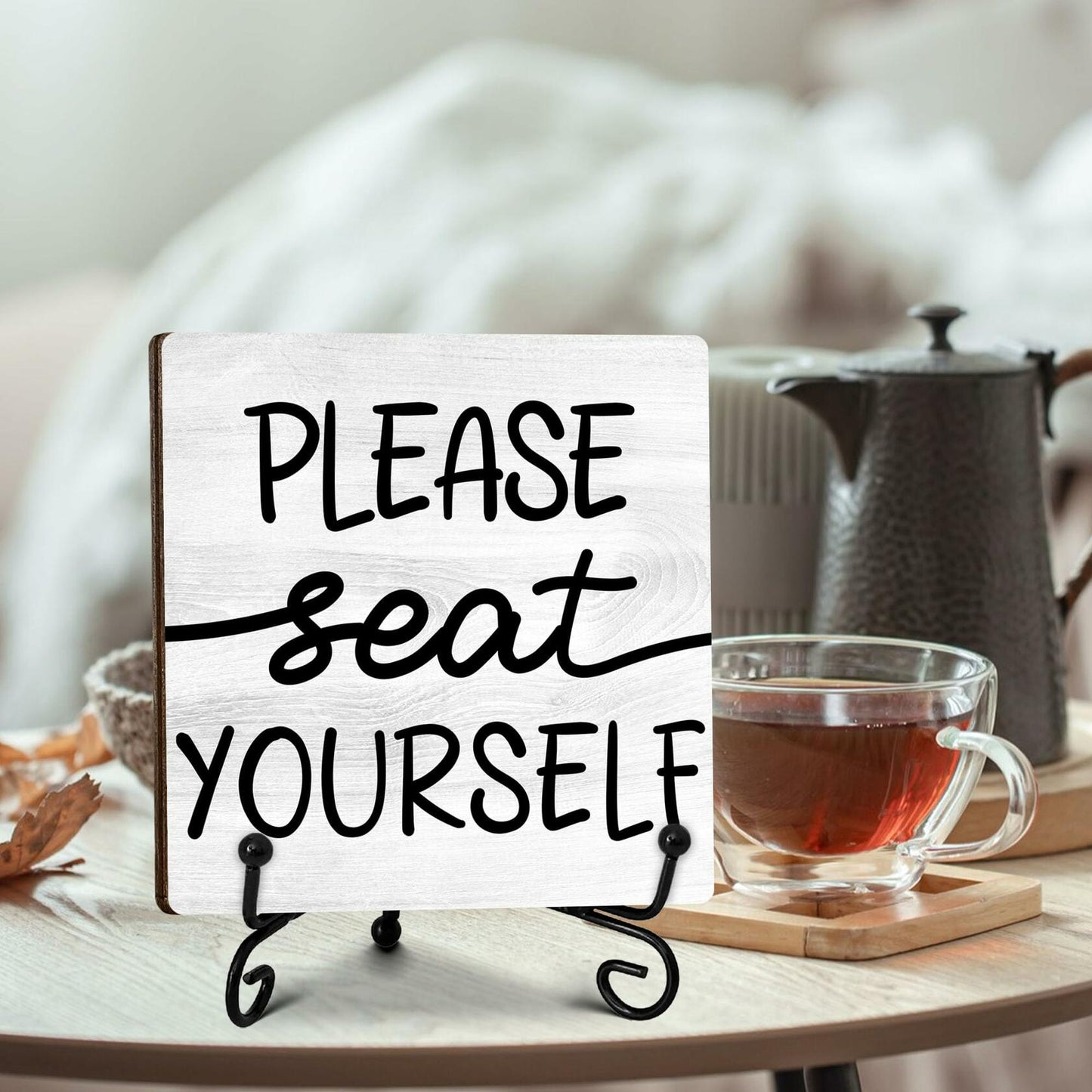 Farmhouse Please Seat Yourself Sign Bathroom Decor Shelf Toilet 5x5 Inches