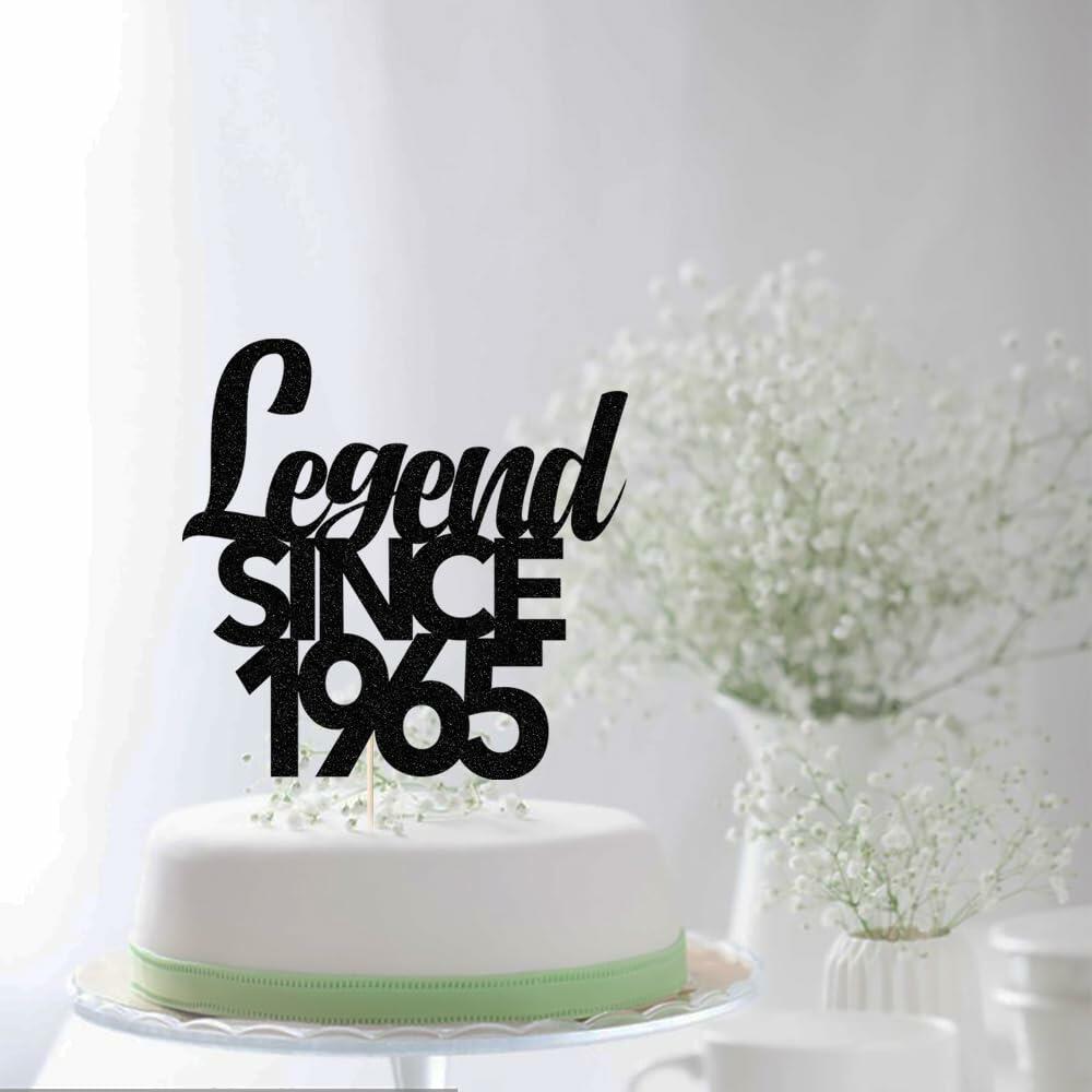 Legend Since 1965 60th Birthday Cake Topper Black Funny Fabulous Decor
