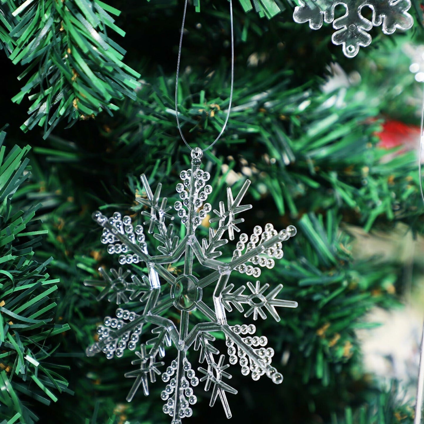 PRETYZOOM Acrylic Crystal Christmas Tree Ornaments Clear 20pcs Snowflake Icicle