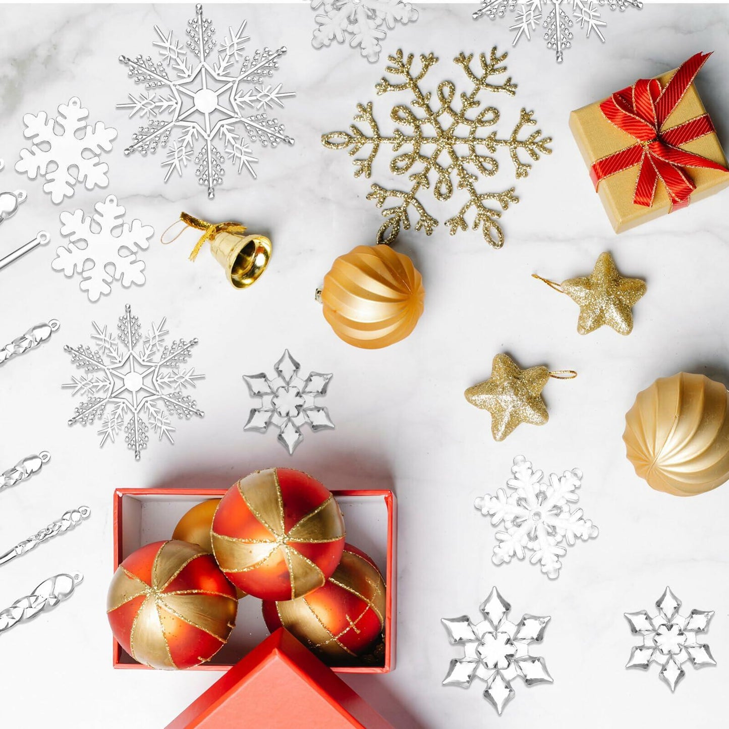 PRETYZOOM Acrylic Crystal Christmas Tree Ornaments Clear 20pcs Snowflake Icicle