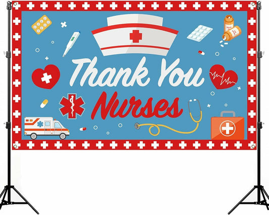 Thank You Nurses Photo Booth Backdrop 7x5ft Indoor Outdoor Party Decor