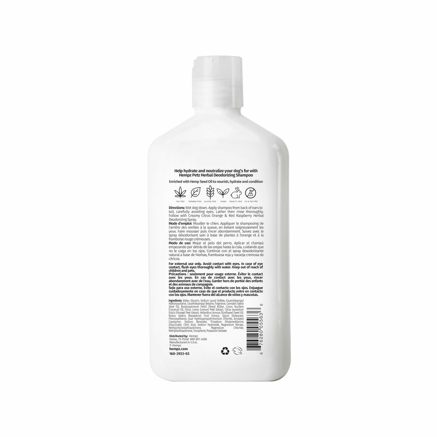 Hempz Petz Dog Shampoo Creamy Citrus Orange Red Raspberry 17 oz
