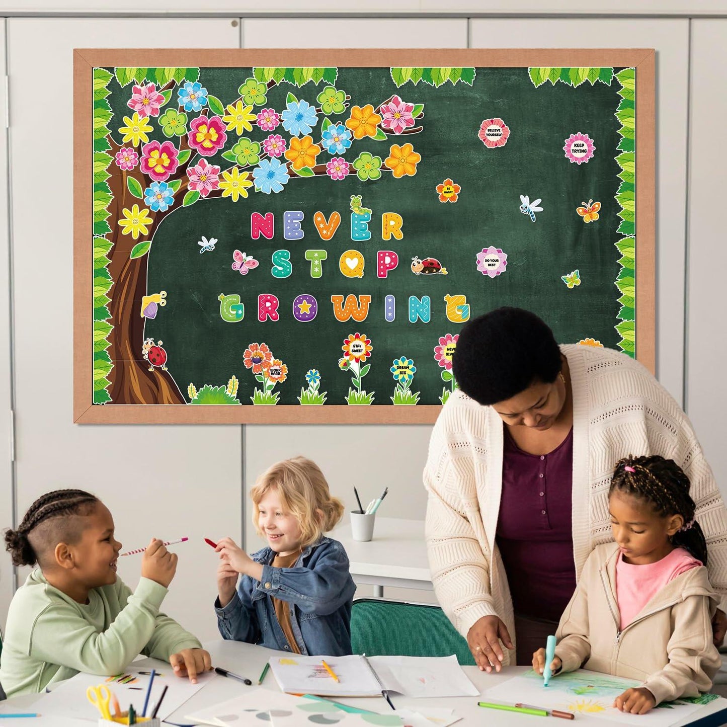 Spring Bulletin Board Decorations 115 Pcs Flower Tree Classroom Decor