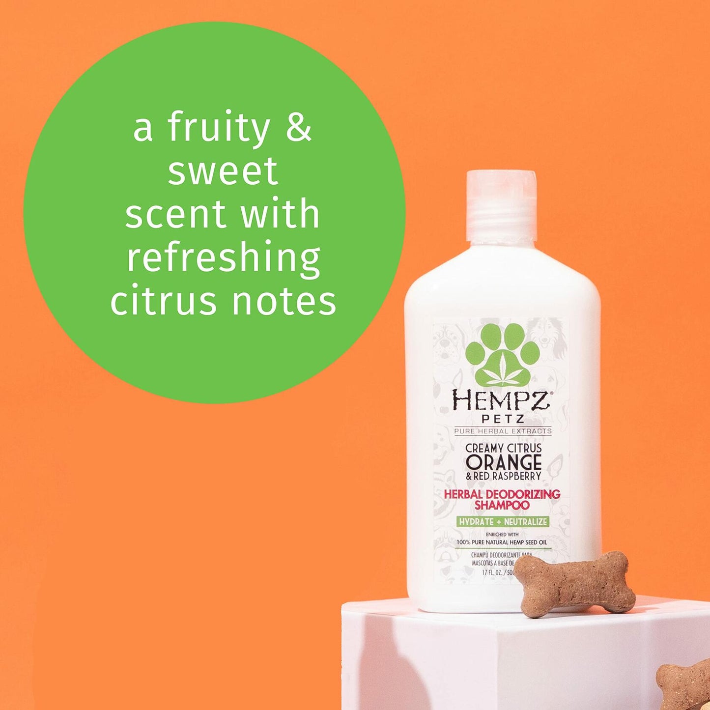 Hempz Petz Dog Shampoo Creamy Citrus Orange Red Raspberry 17 oz
