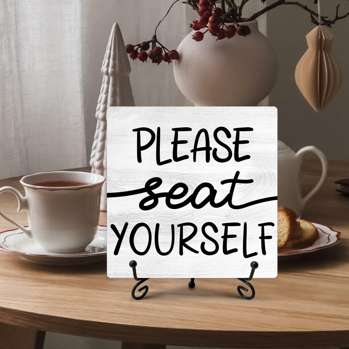 Farmhouse Please Seat Yourself Sign Bathroom Decor Shelf Toilet 5x5 Inches