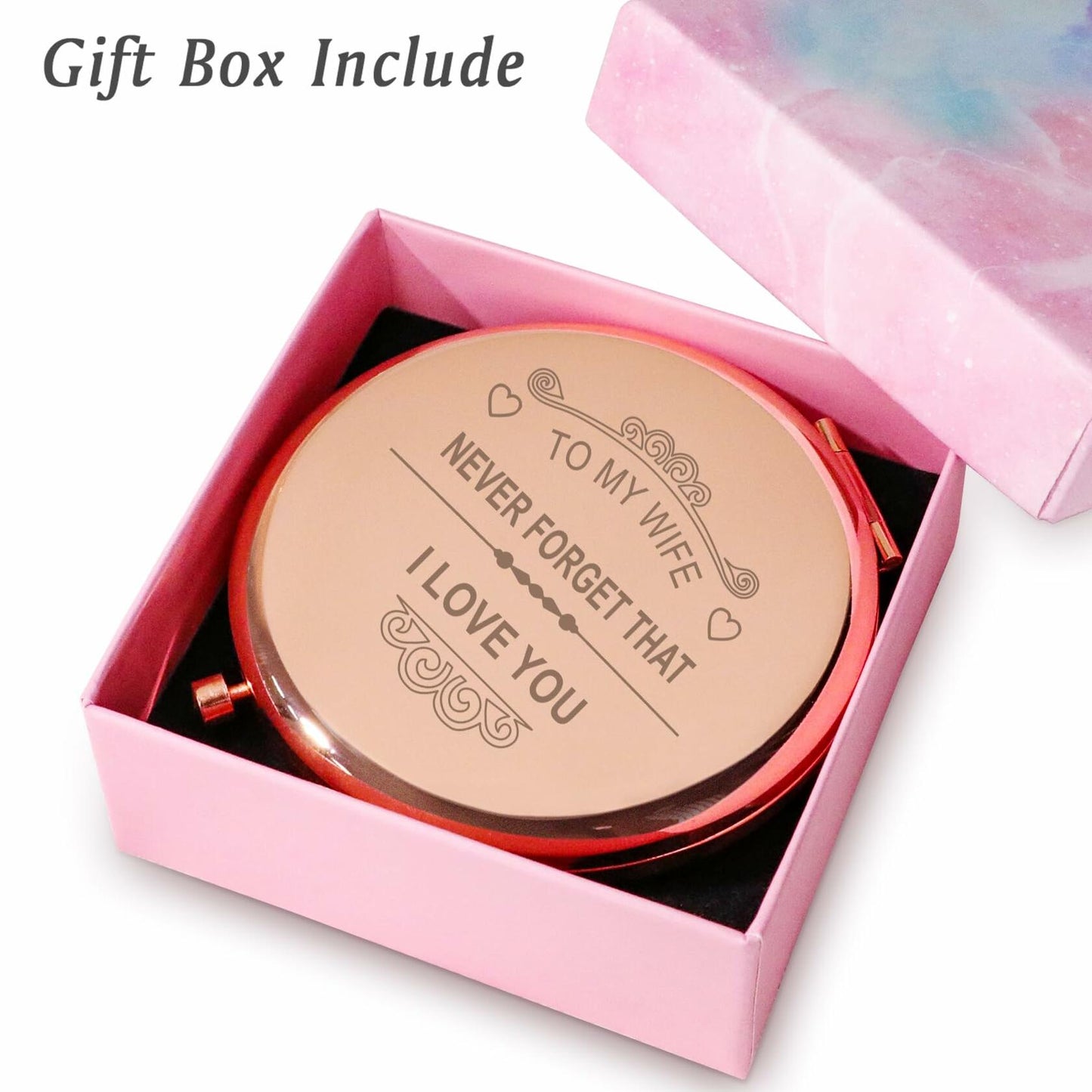 Personalized Compact Mirror Gift for Wife, Custom Engraved, Sentimental