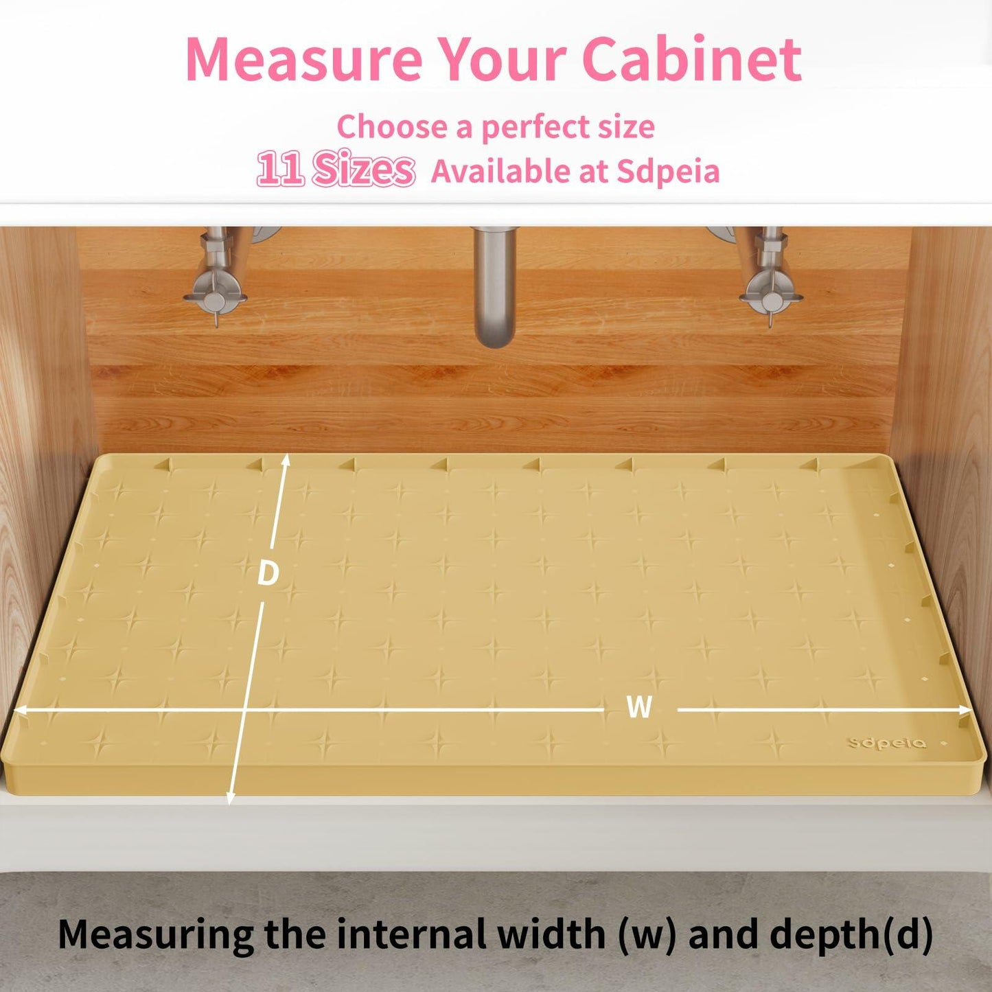 Sdpeia Under Sink Silicone Waterproof Mat Cabinet Liner 25x22