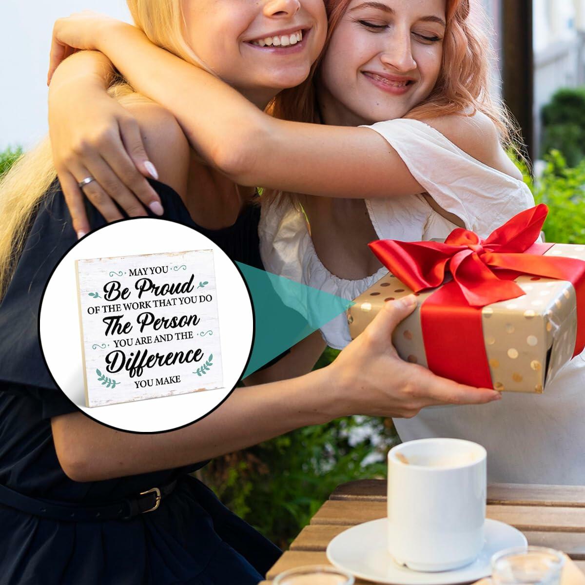 Coworker Retirement Wood Sign Desk Decor 6.3x6.3 Inches Home Office Gift