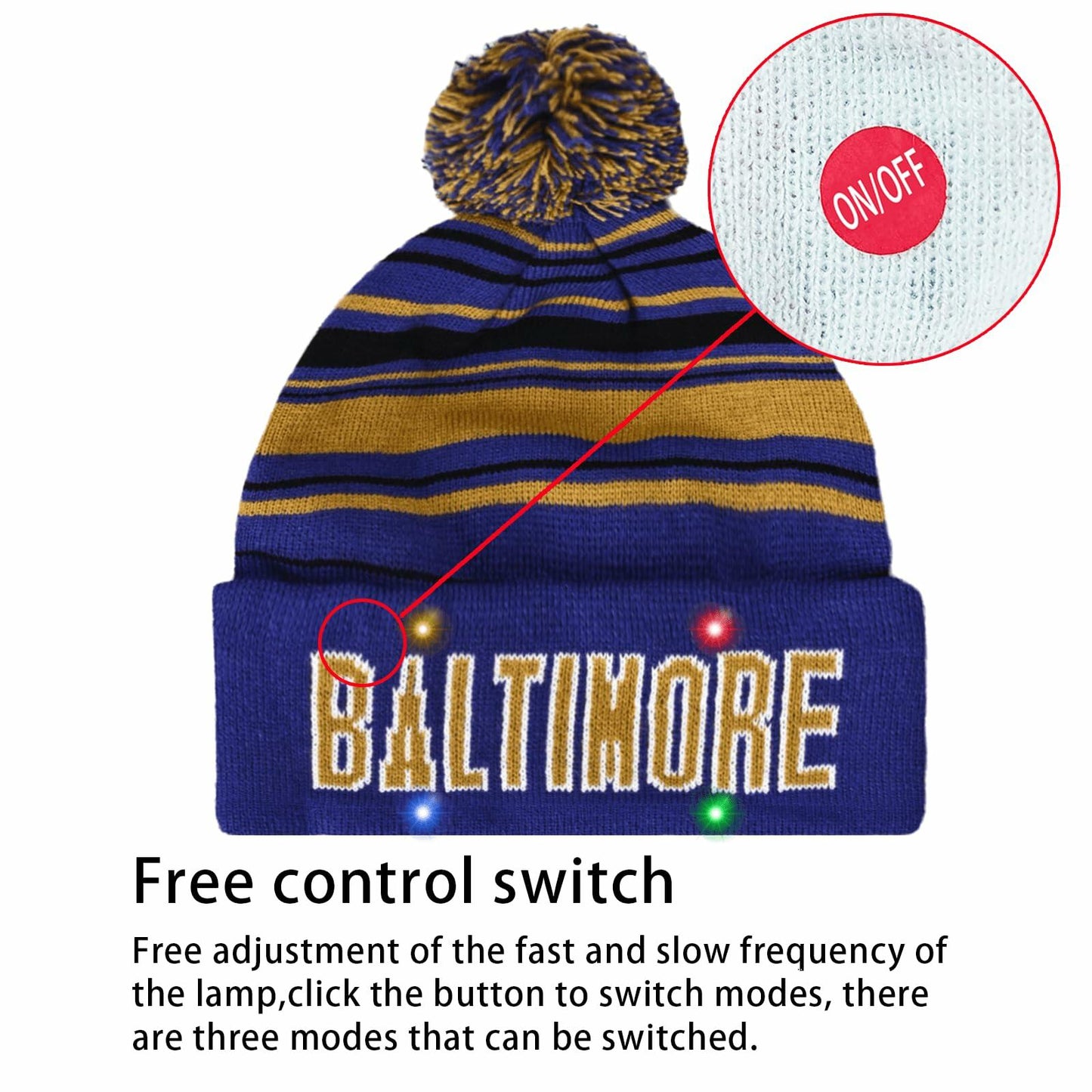 Vintage Classic Skull Cap Beanie LED Cuffed Winter Hat Knit Unisex