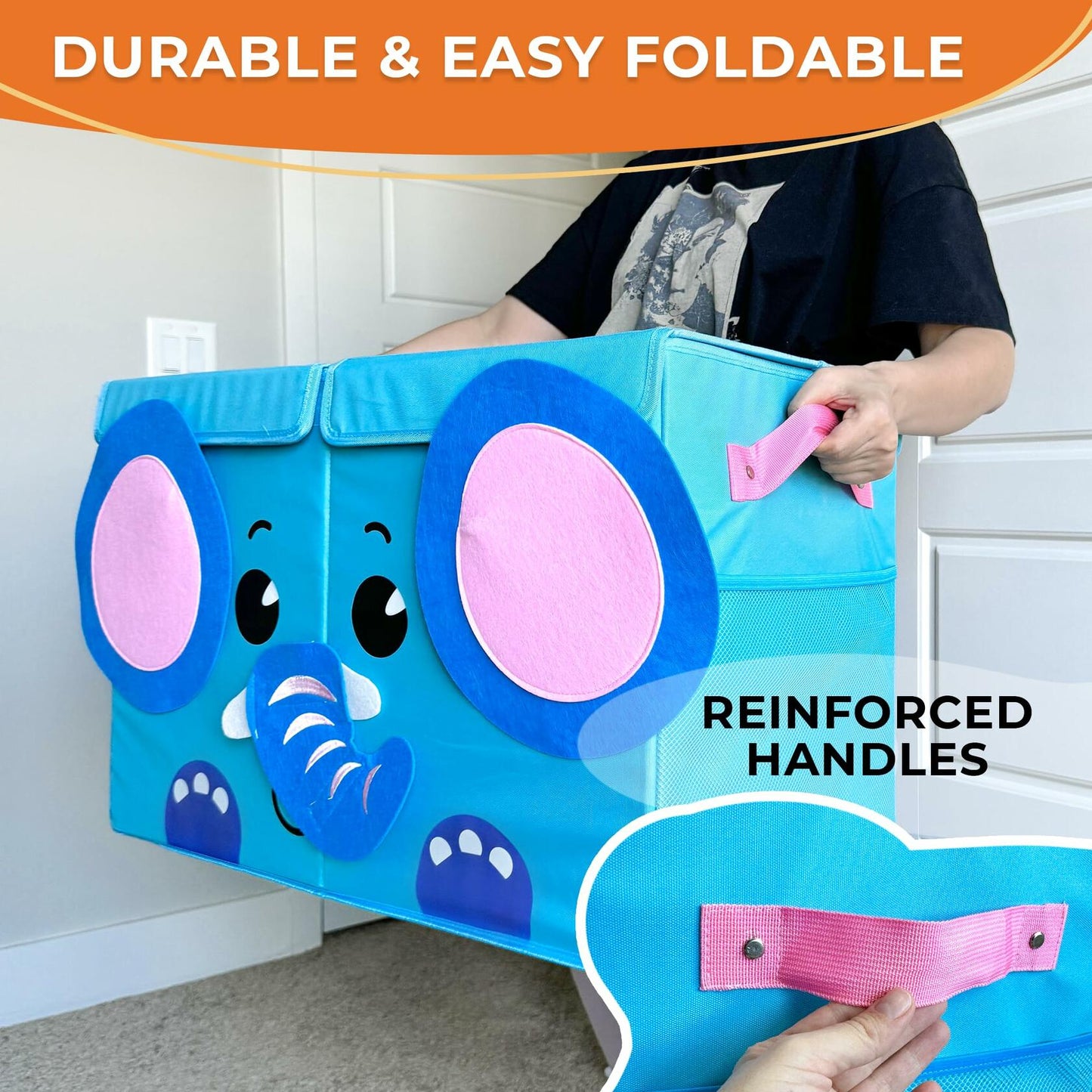 QUOKKA Dino Toy Storage Box Organizer 24.8x16.1x13 In Collapsible Fabric Bin