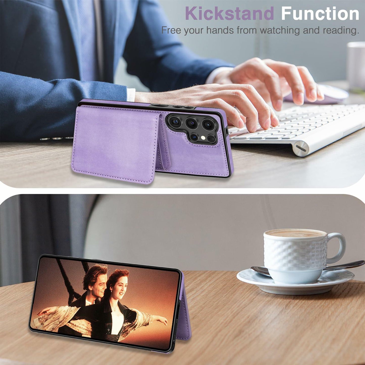 LOHASIC Samsung Galaxy S25 Ultra Case Magnetic Leather Wallet Purple