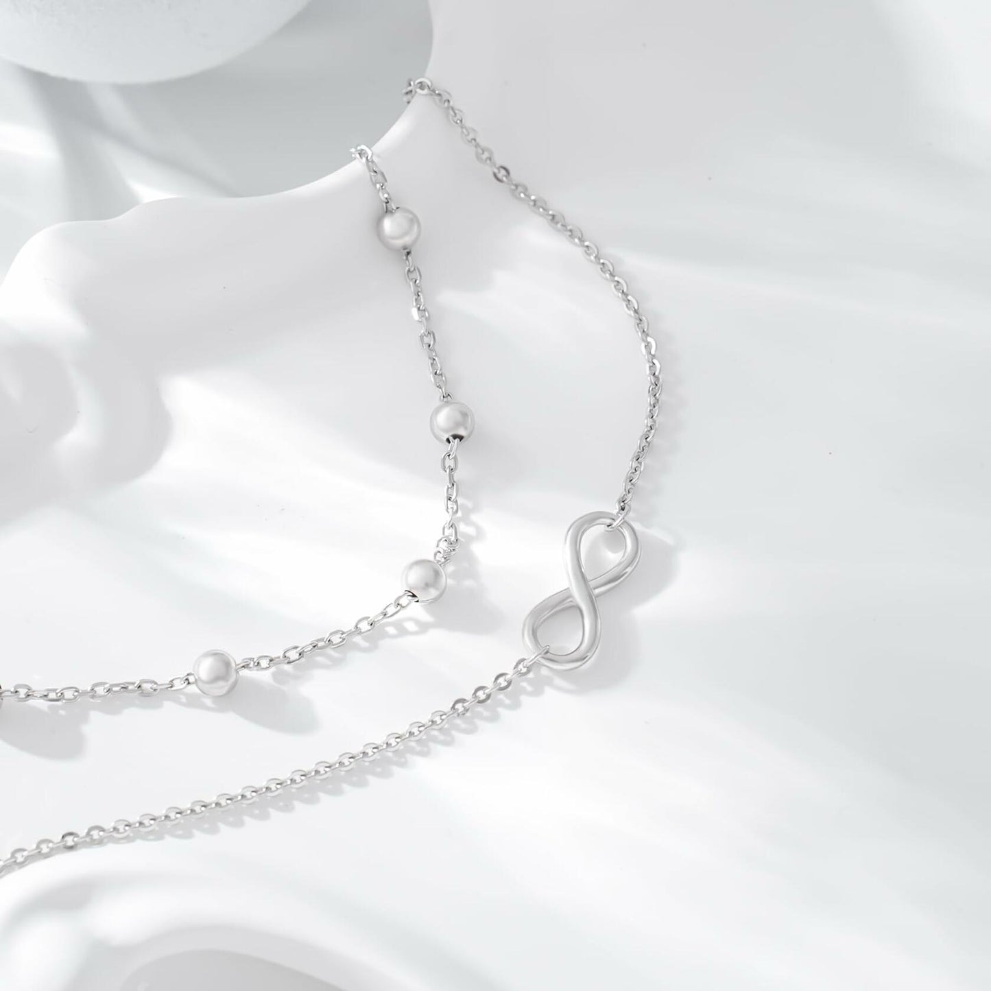 Infinity 925 Sterling Silver Waterproof Double Layer Anklet 11 inch