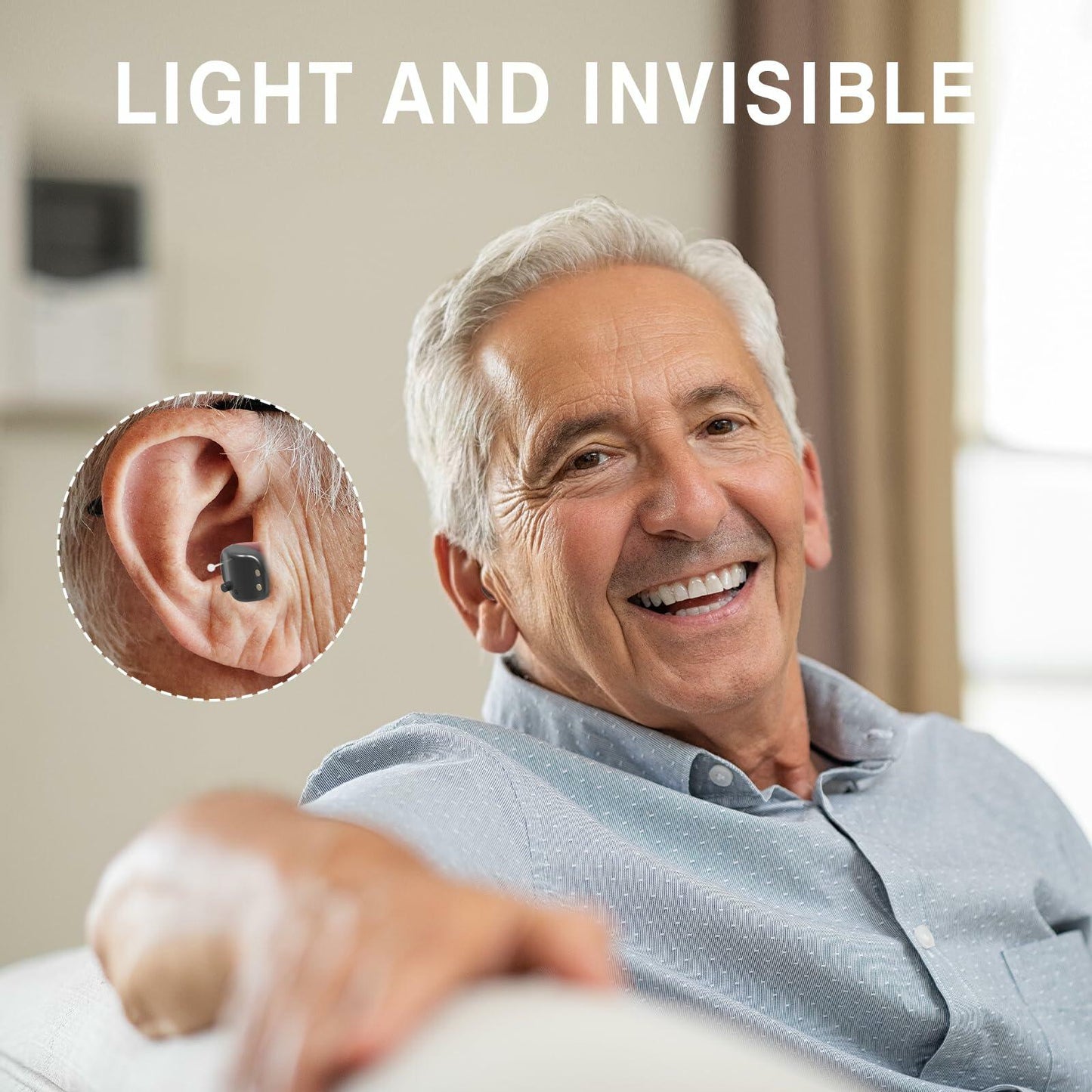 OTC Rechargeable Hearing Aids for Seniors Noise Cancellation In-Ear Black