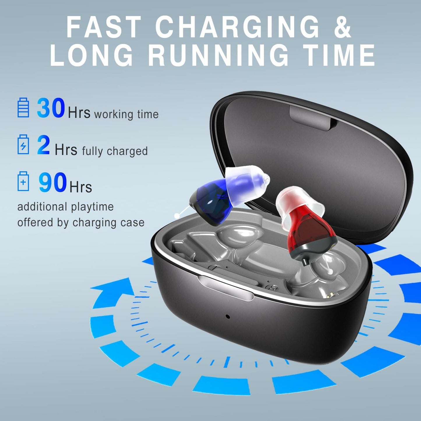 OTC Rechargeable Hearing Aids for Seniors Noise Cancellation In-Ear Black