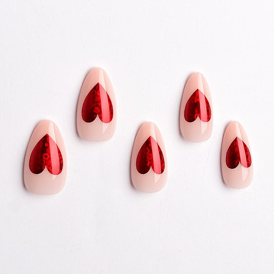 Doneace Valentine's Day Red French Tip Press-on Nails 24PCS Medium Almond