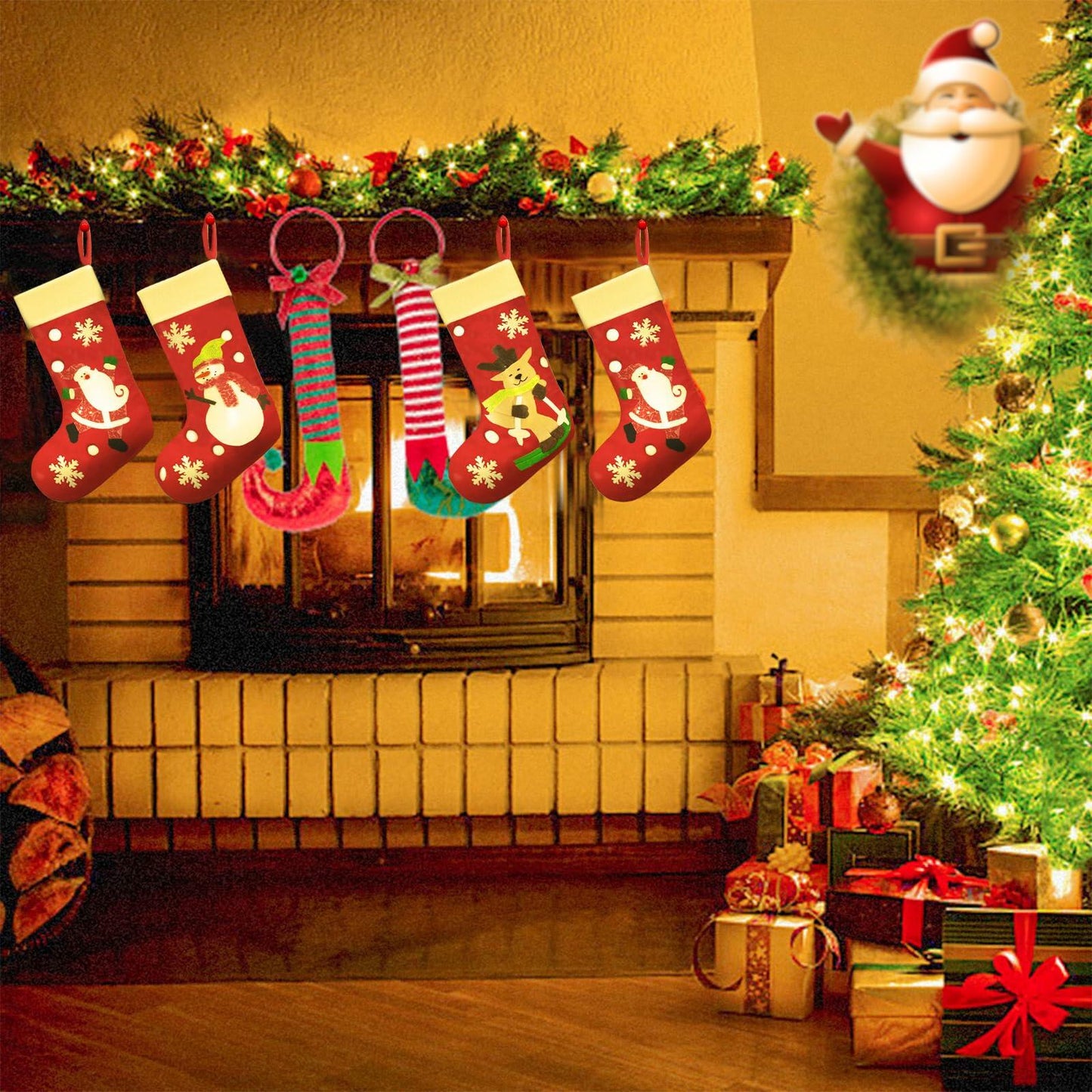 CMEECNE 3Pack Christmas Stockings Santa Snowman Reindeer Pattern Holiday Decor
