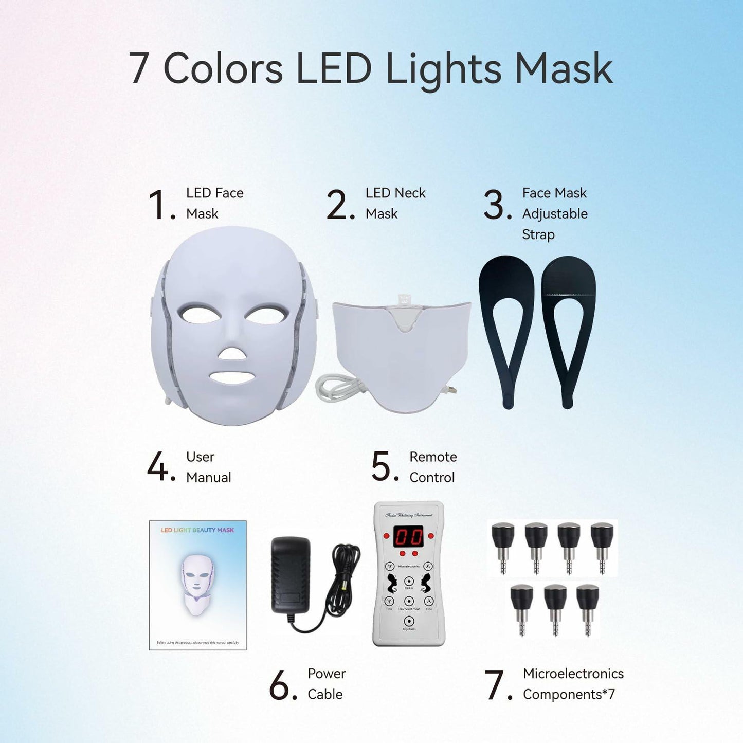 DELOO LED Facial Mask Device Seven-Colors Light Multi-Color Therapy