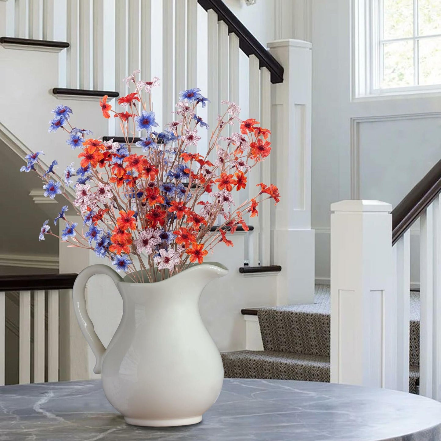 Ammyoo Artificial Flowers 6 Pcs Long Stem Fake Flower Vase Filler Decor