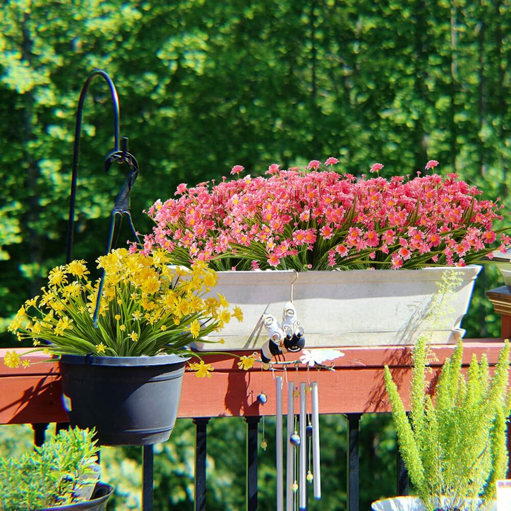 JOYGAR 8 Bundles Artificial Daisy Sunflowers UV Resistant Yellow Faux Flowers