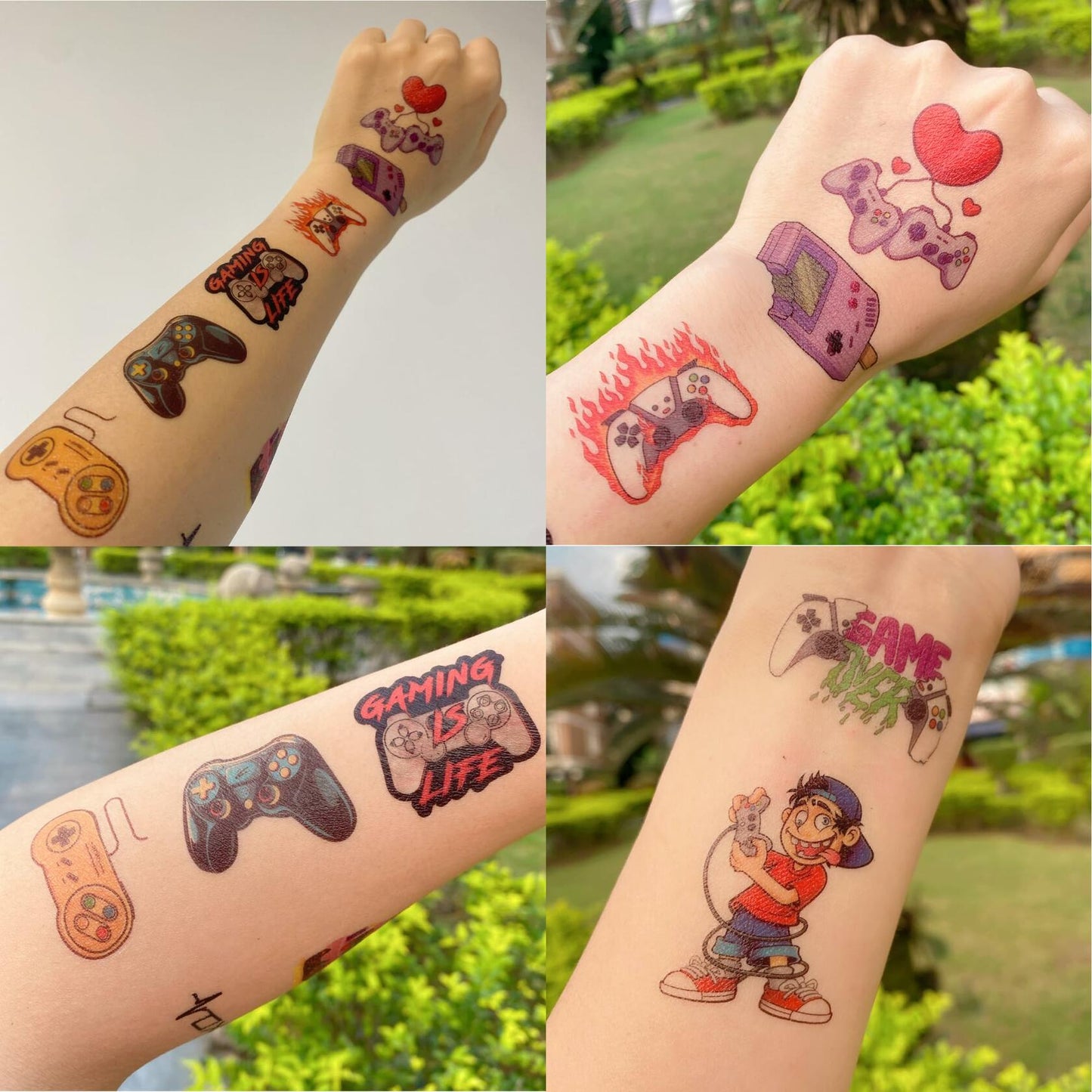 Gaming Temporary Tattoos 4 Sheets Colorful Gamer Party Favors Gift Idea