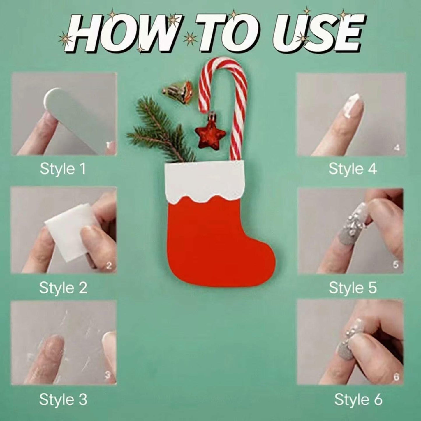 24 Pcs Red French Tip Press On Nails Medium Almond Acrylic Christmas Design