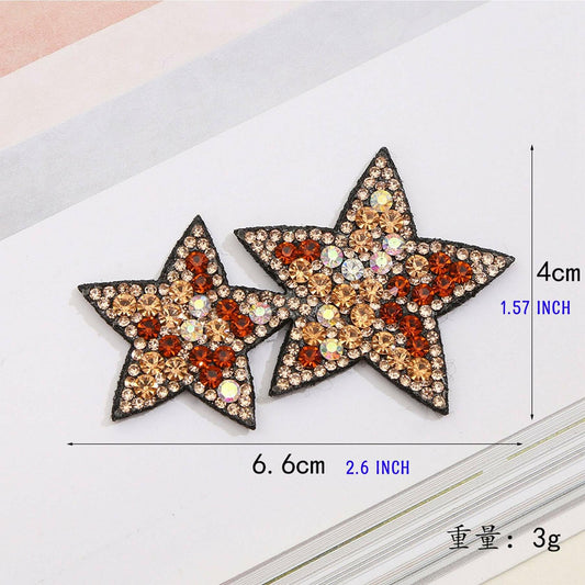 Minason Crystal Star Rhinestone Patch 2.6x1.57in Golden 2pcs