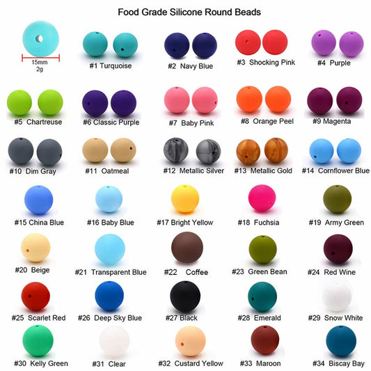 Alenybeby Silicone Pearl Beads 15mm 100pcs Round White Loose Beads