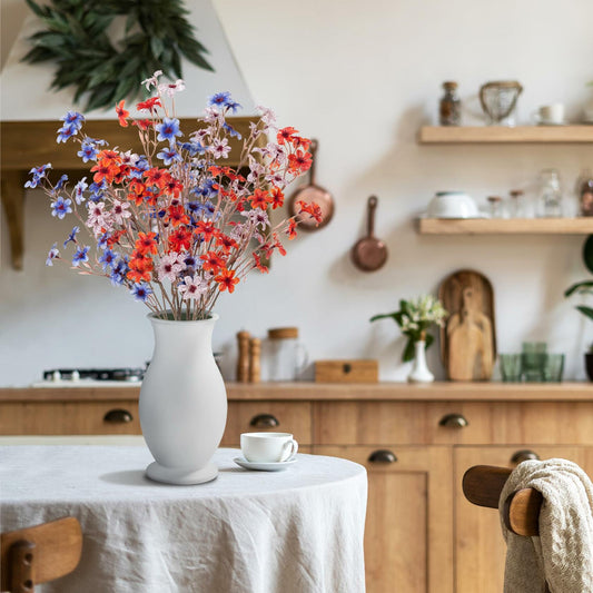 Ammyoo Artificial Flowers 6 Pcs Long Stem Fake Flower Vase Filler Decor