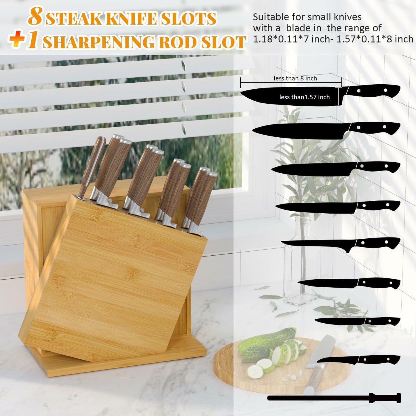 Food Storage Bag Organizer 2-in-1 Knife Block Countertop Multi-size