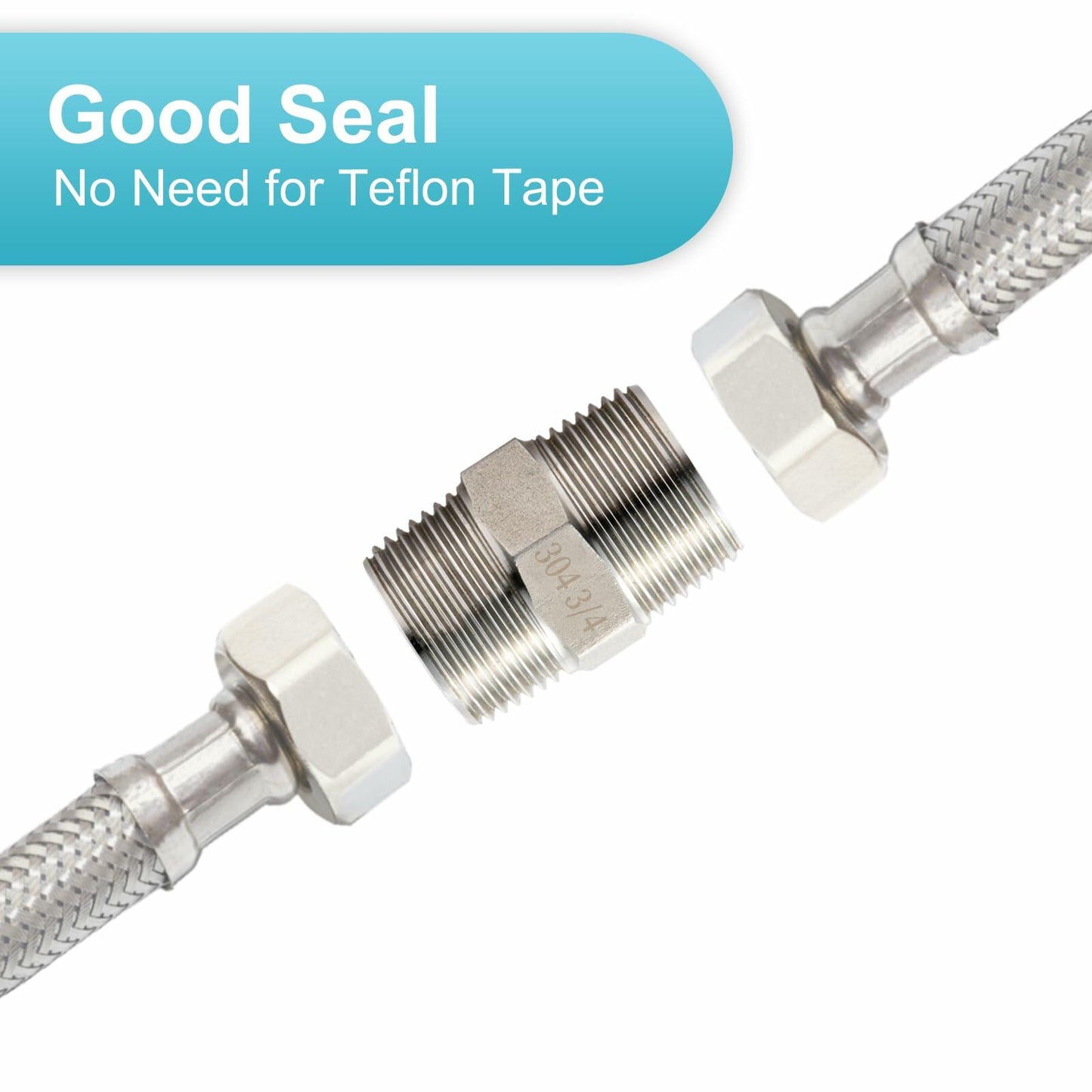 OFFO 3/4" Male NPT Threaded Nipple Adapter Stainless Steel 304 Pipe Fitting
