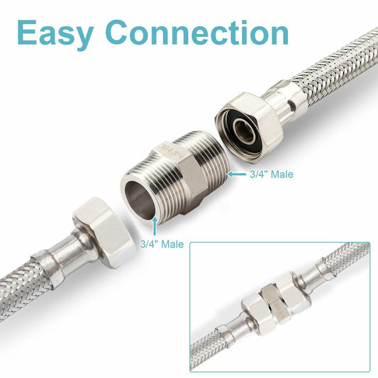 OFFO 3/4" Male NPT Threaded Nipple Adapter Stainless Steel 304 Pipe Fitting