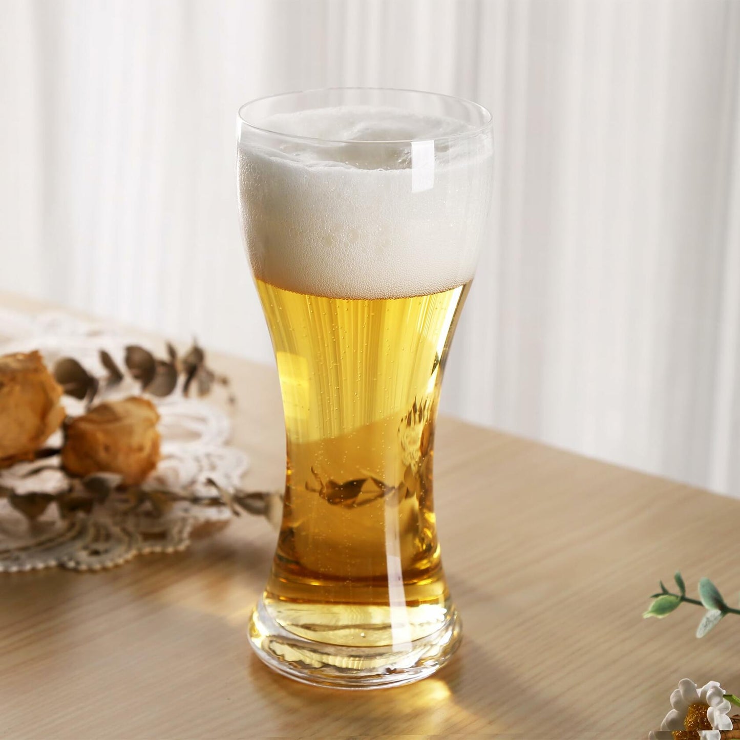 YIBEZ Pilsner Beer Glasses Set of 4 11oz Solid Clear Glassware Cups