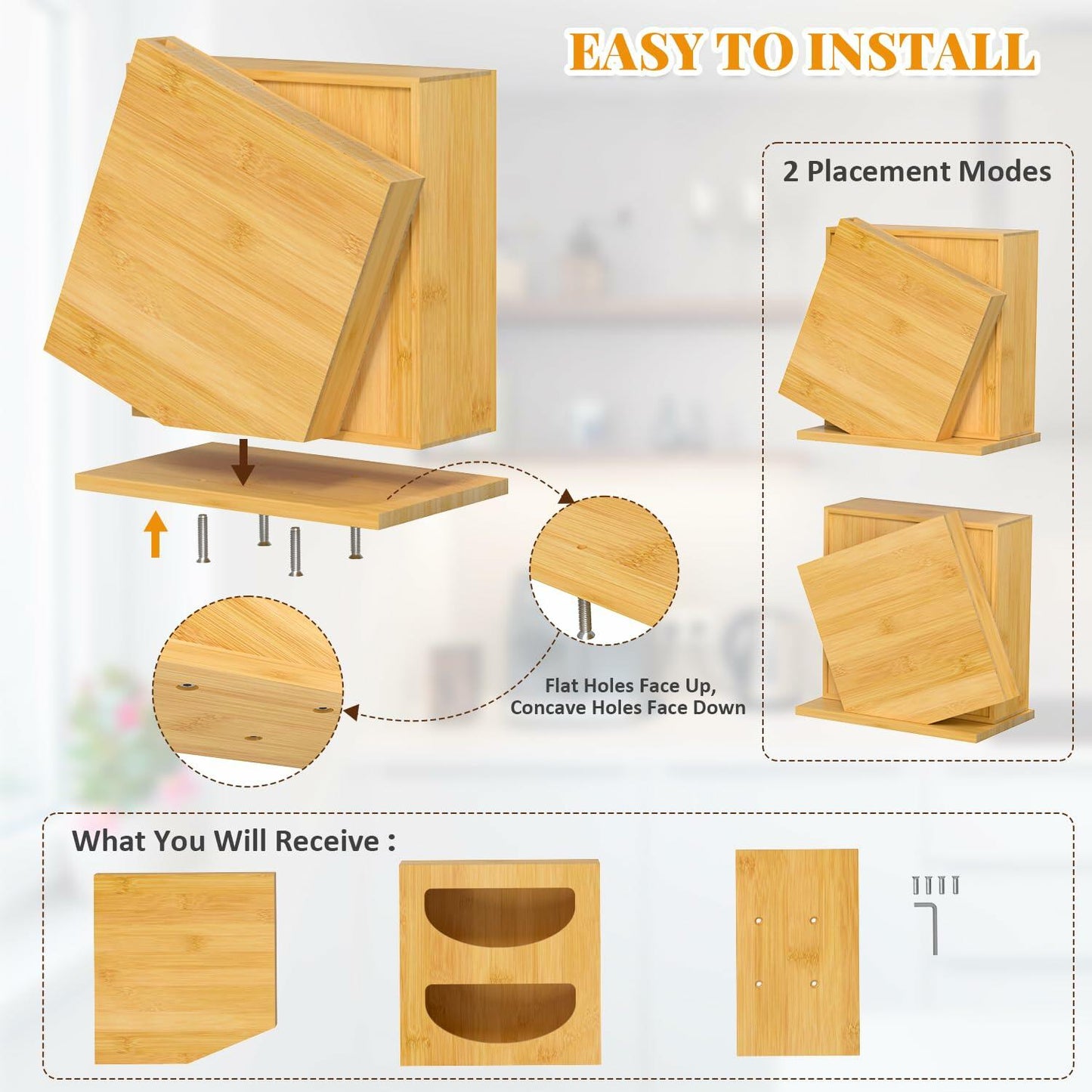 Food Storage Bag Organizer 2-in-1 Knife Block Countertop Multi-size