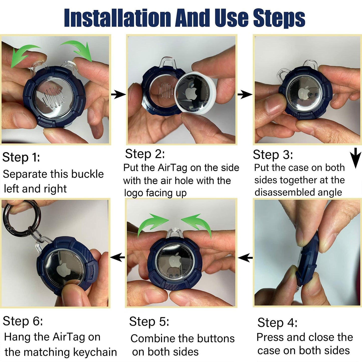 4 Pack Apple Tag Holder Case PC+TPU Scratch Resistant Black Blue Green Pink