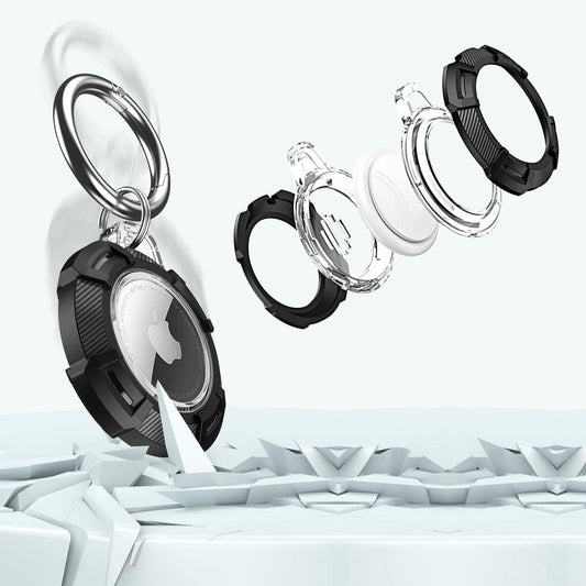 4 Pack Apple Tag Holder Case PC+TPU Scratch Resistant Black Blue Green Pink