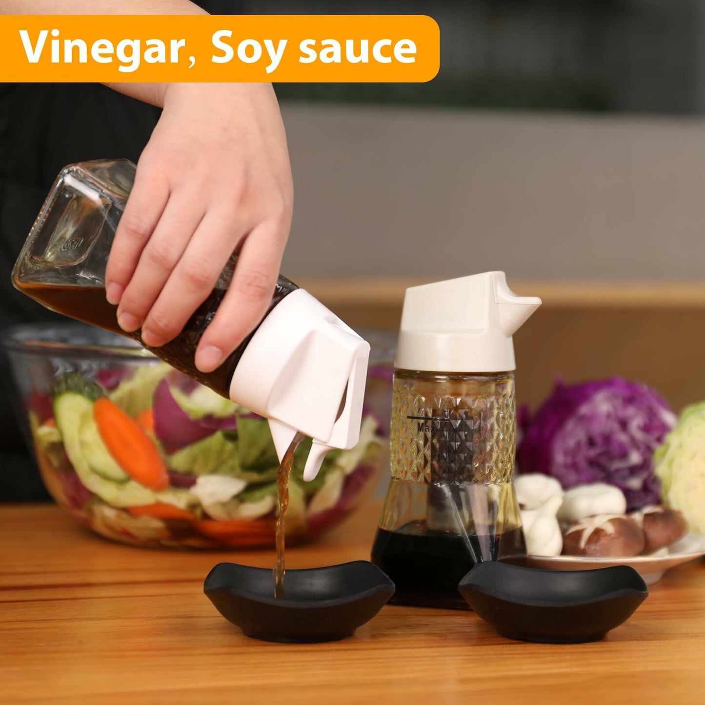 SMELHA Glass Olive Oil Dispenser Vinegar Bottle 9.2oz 270ml BPA Free Leakproof