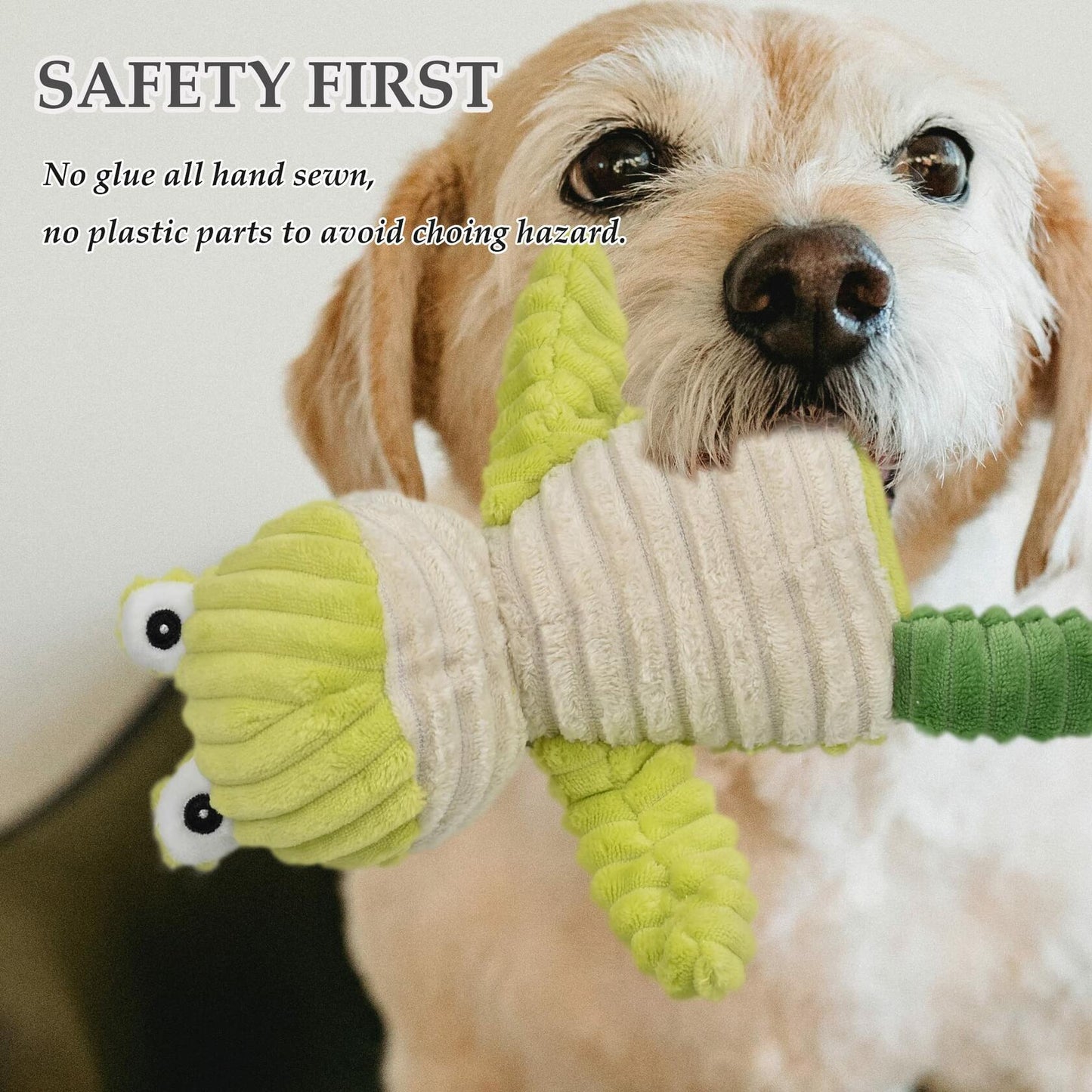 LECHONG 5 Pack Tough Stuffed Squeaky Dog Toys Plush Assortment Bundle